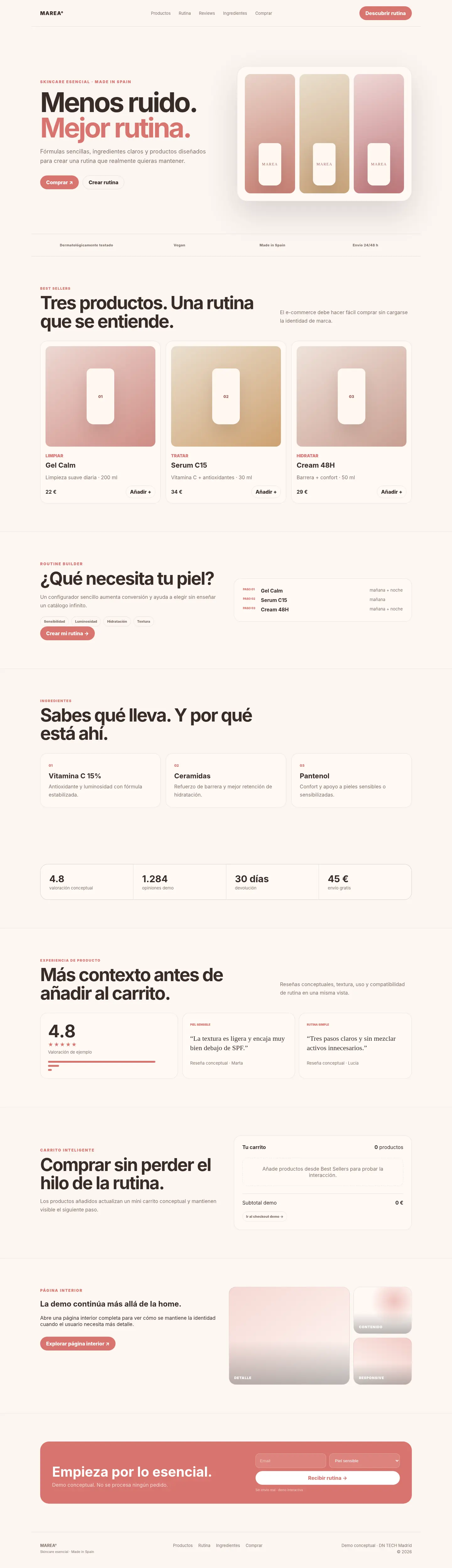 Vista renderizada de la demo MAREA° en escritorio